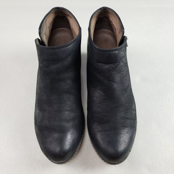 Dansko Leyla Hidden Wedge Ankle Boot Womens 7.5-8 EU 38 Black Leather Side Zip - Picture 5 of 11